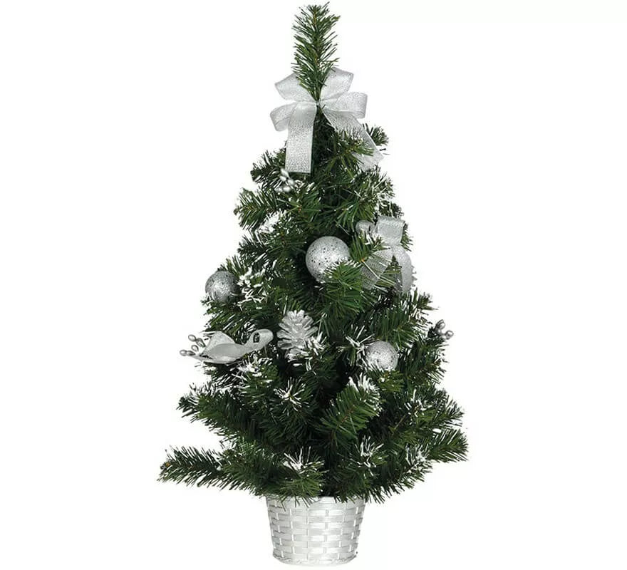 Translation missing: fr.Árbol de Navidad Decorado Plata Nevado de 60 cm con Maceta