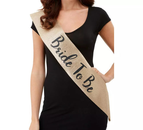 Banda Bride To Be Dorado y Negro Deluxe con purpurina