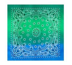 Bandana ou écharpe Paisley dégradé bleu 54x54 cm