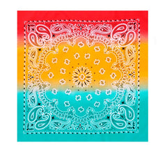 Bandana ou écharpe Paisley dégradé rouge 54x54 cm