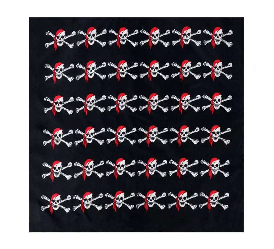 Translation missing: fr.Bandana Pirata negro con calaveras de 54x54 cm