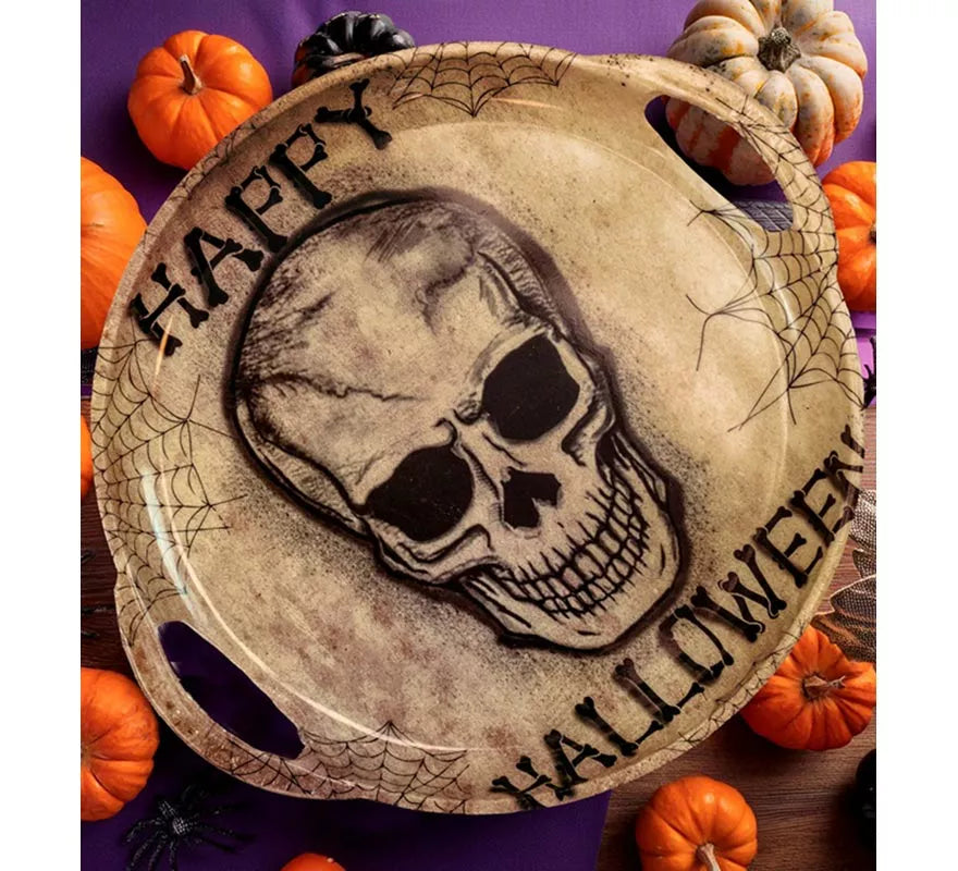Translation missing: fr.Bandeja con Calavera Happy Halloween con Asas de 30 cm
