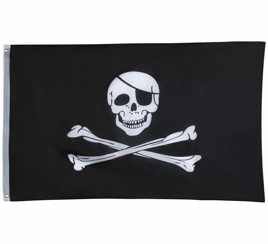 Bandera Calavera Pirata negra de 90x150 cm