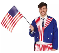 Drapeau USA avec Bâton 35X45 cm