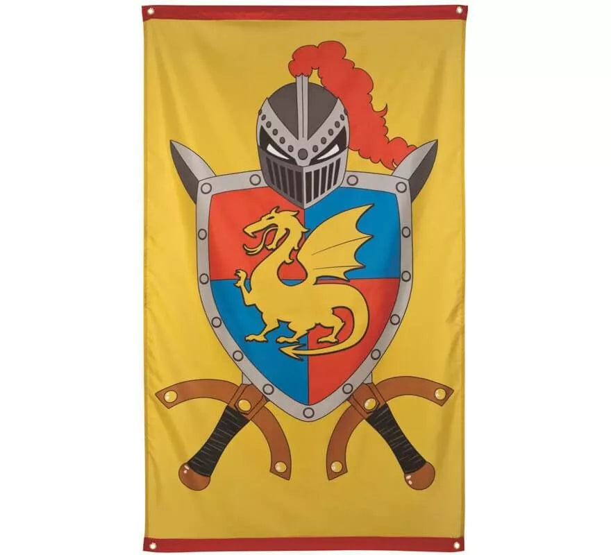 Translation missing: fr.Bandera Medieval Amarilla con Escudo de 150 x 90 cm