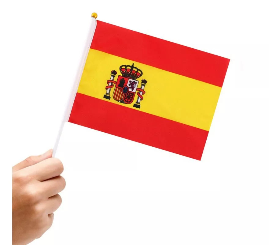 Translation missing: fr.Banderín de España con Mango de 14x21 cm