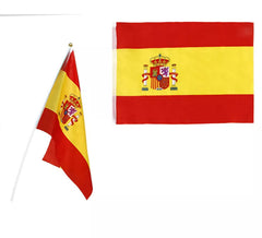 Petit Drapeau d'Espagne de 45x30 cm. Avec poignée en plastique