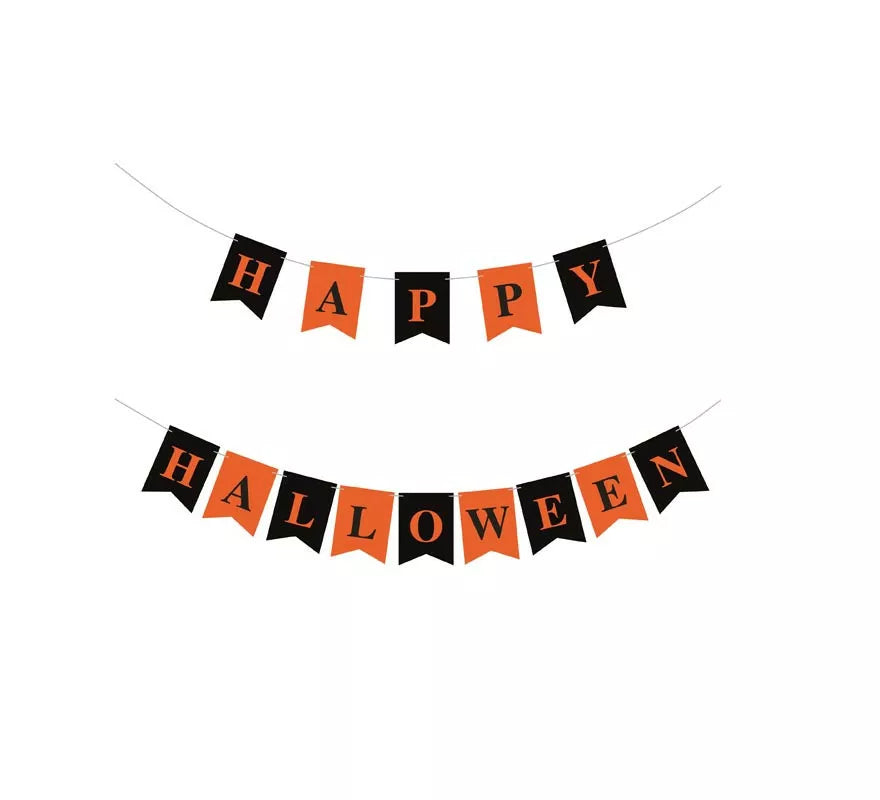Translation missing: fr.Banner de Happy Halloween negro y naranja de 3 m