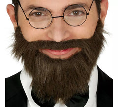 Barbe et moustache noire avec caoutchouc élastique