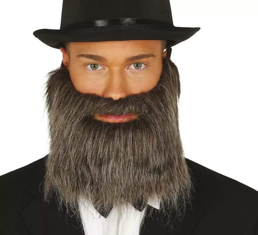 Barba y Bigote Gris con Goma Elástica