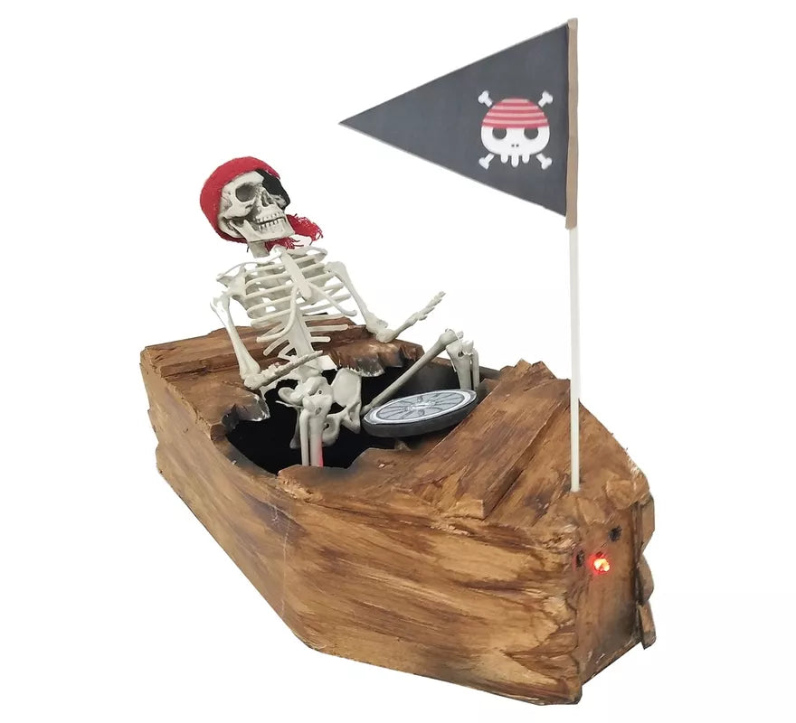 Translation missing: fr.Barco Pirata con Esqueleto marrón de 31x39,5x18 cm