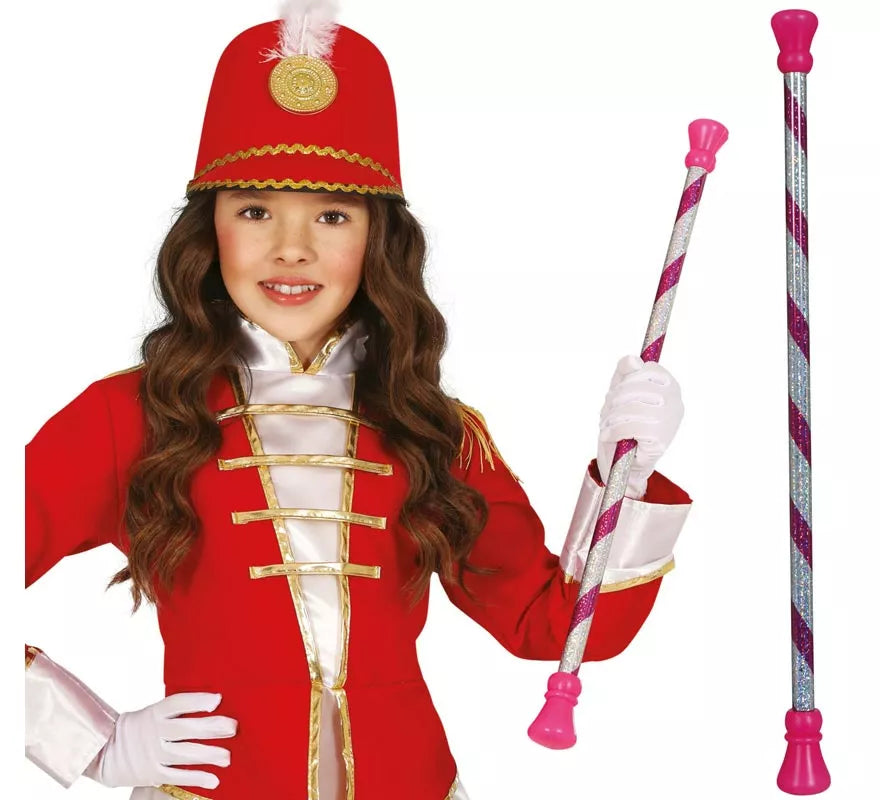 Translation missing: fr.Bastón Majorette rosa y blanco de 54 cm