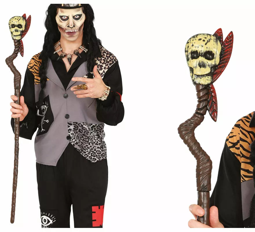 Translation missing: fr.Bastón Vudú con Calavera y Plumas de 100 cm
