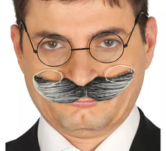 Moustache de cheveux gris anglais avec adhésif
