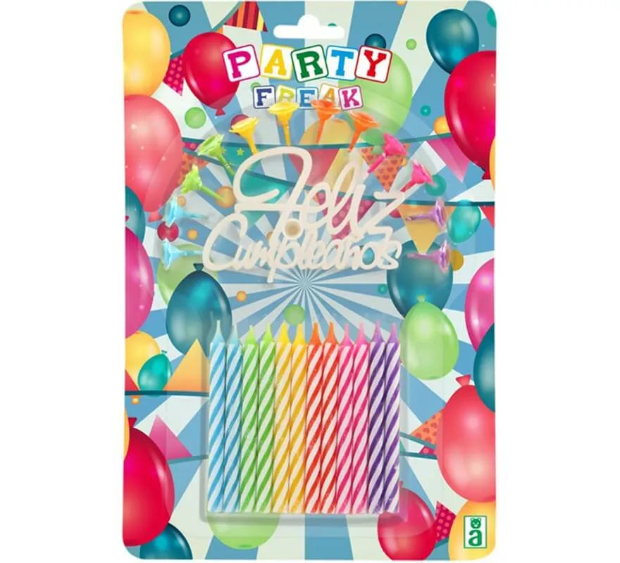 Translation missing: fr.Blíster de 12 Velas Feliz cumpleaños Multicolor