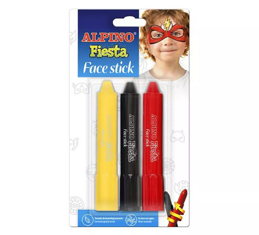 Translation missing: fr.Blíster de 3 Alpino Face Stick de Super Héroes