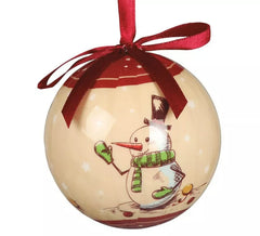 Blister de 6 Boules Décoration Bonhomme de Neige 75 mm