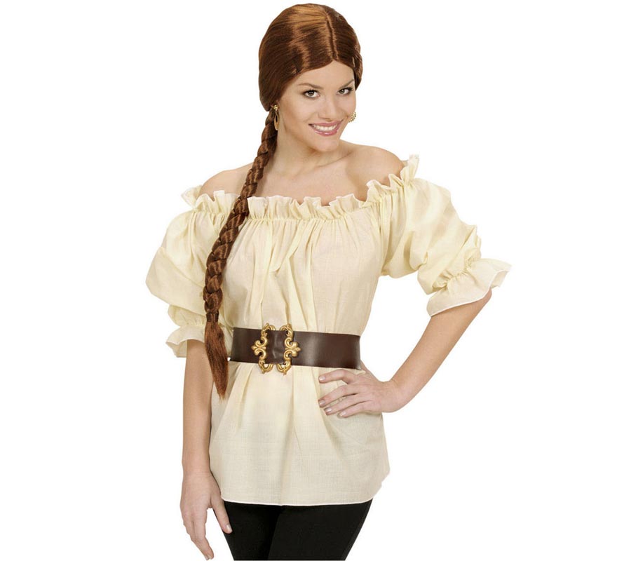 Translation missing: fr.Blusa Beige Pirata Medieval para mujer