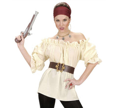Blouse pirate médiévale beige pour femme