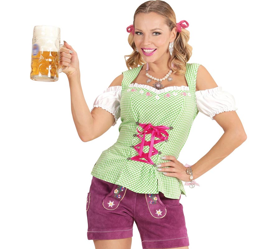 Translation missing: fr.Blusa de Bávara verde y rosa para mujer