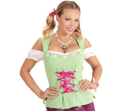 Blouse bavaroise verte et rose pour femme