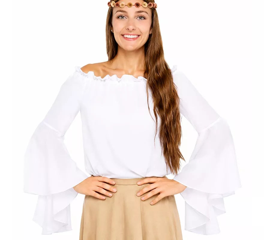 Translation missing: fr.Blusa Medieval blanca con Volantes para mujer