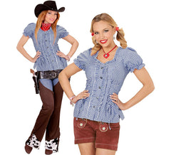 Denim à carreaux bleu ou blouse bavaroise pour femme