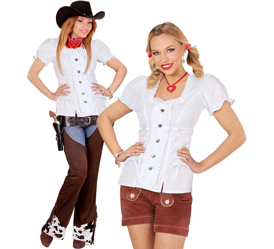 Translation missing: fr.Blusa Vaquera o Bávara blanca para mujer