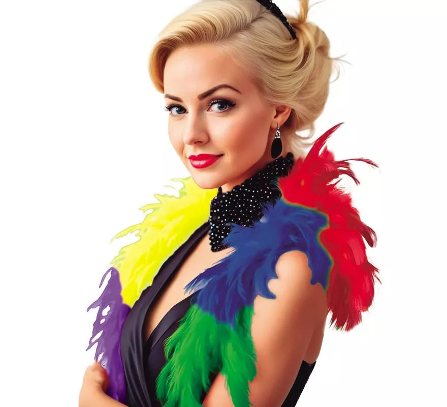Translation missing: fr.Boa de 40 gr de plumas Multicolor de 180 cm