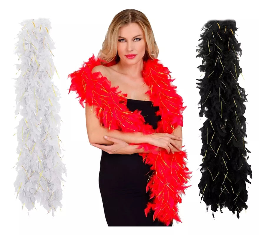 Translation missing: fr.Boa de Plumas con Espuma dorada de 1,80 m y 80 g en varios colores