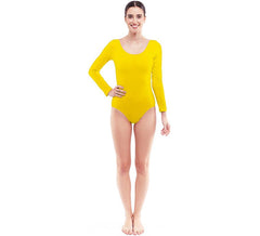 Body ou maillot jaune à manches longues pour femme