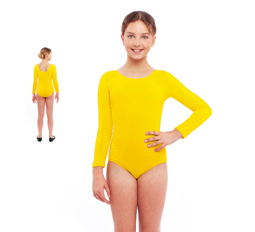 Translation missing: fr.Body o Maillot amarillo manga larga para niña