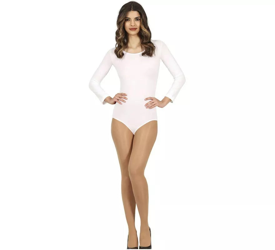 Translation missing: fr.Body o Maillot Blanco manga larga para mujer