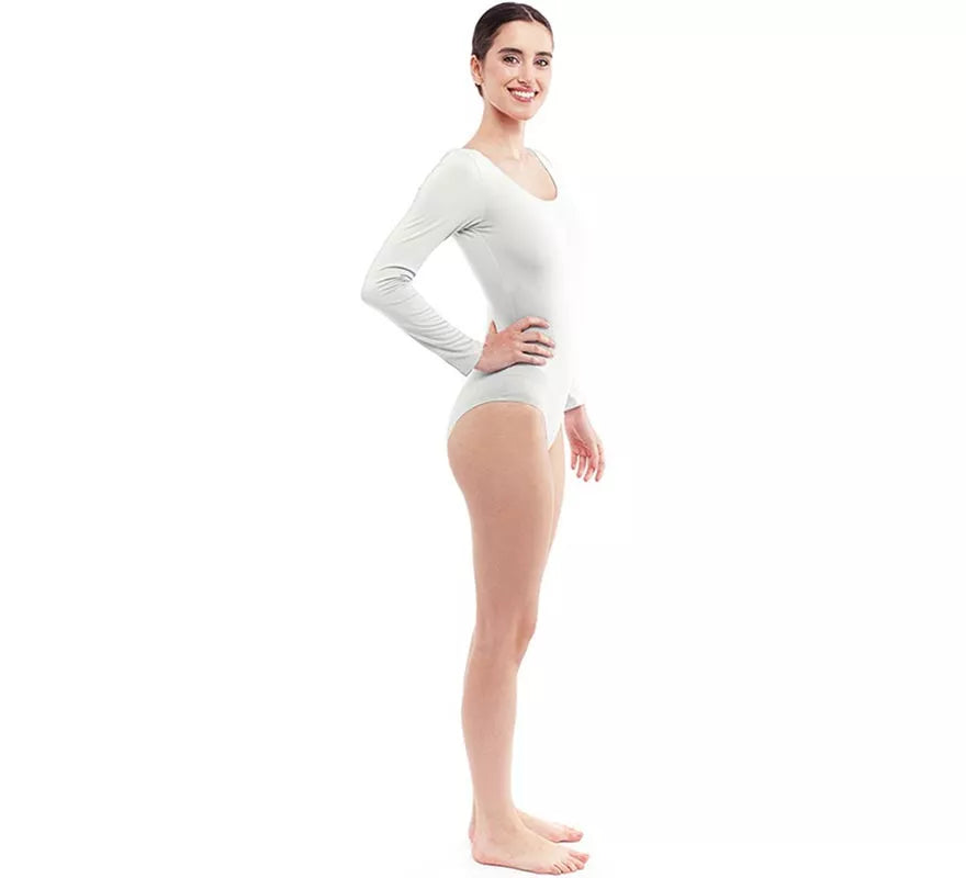 Translation missing: fr.Body o Maillot blanco manga larga para mujer