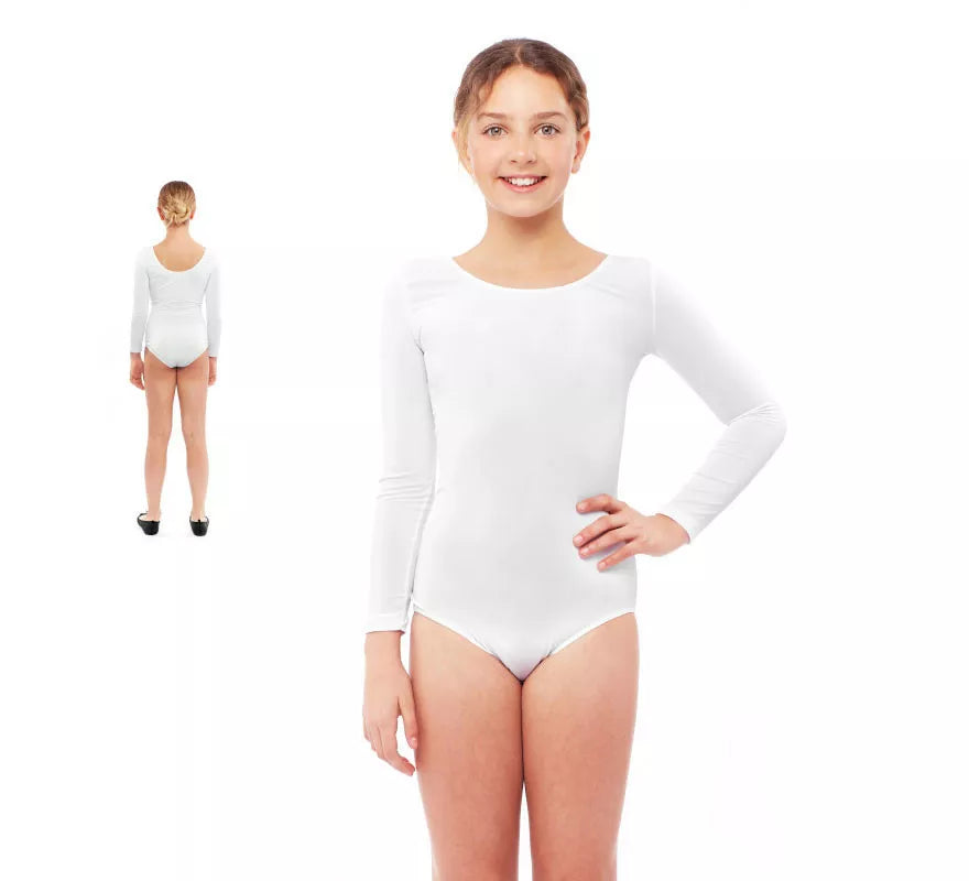 Translation missing: fr.Body o Maillot blanco manga larga para niña