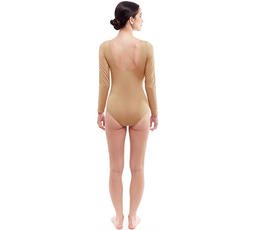 Translation missing: fr.Body o Maillot beige manga larga para mujer