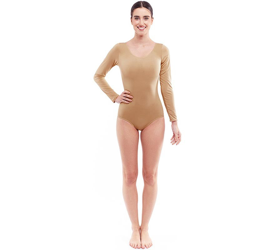 Translation missing: fr.Body o Maillot beige manga larga para mujer