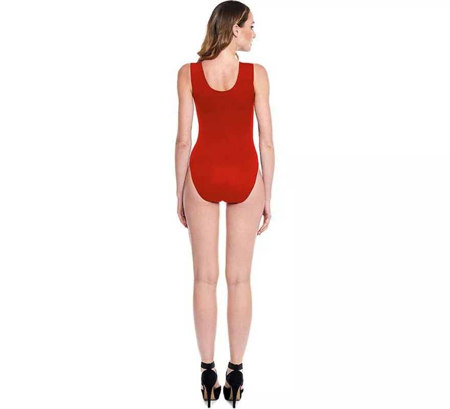Translation missing: fr.Body o Maillot con tirante ancho rojo para mujer
