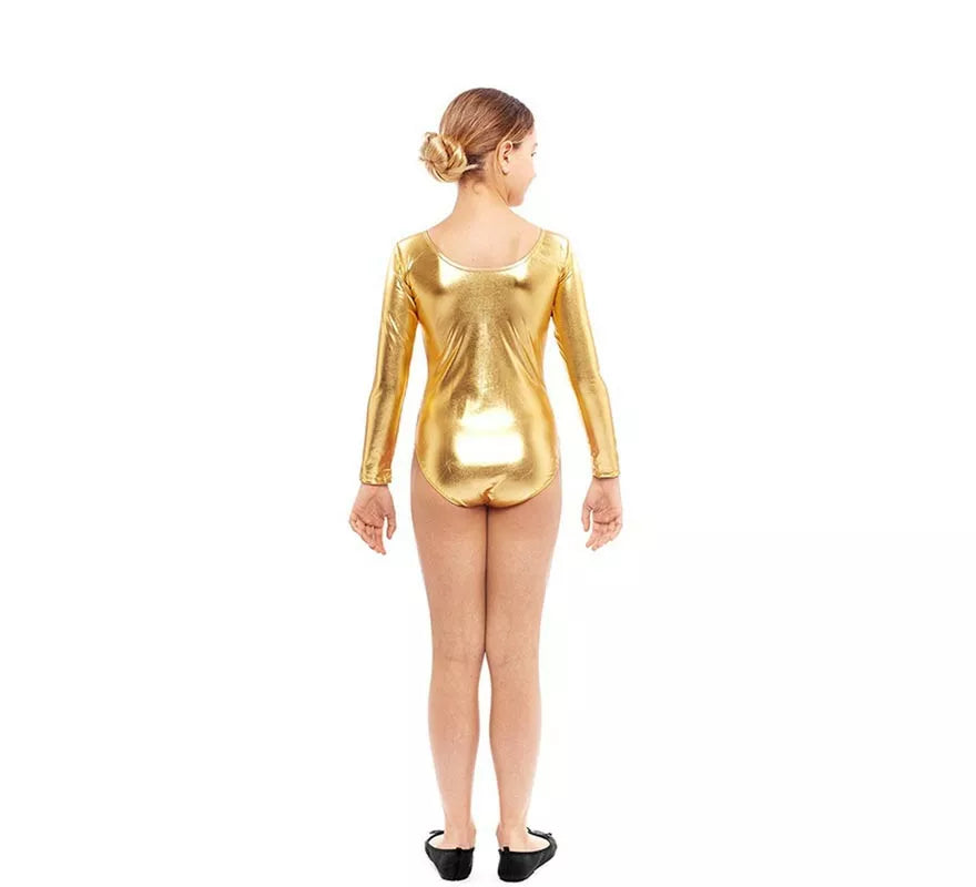 Translation missing: fr.Body o Maillot dorado manga larga para niña