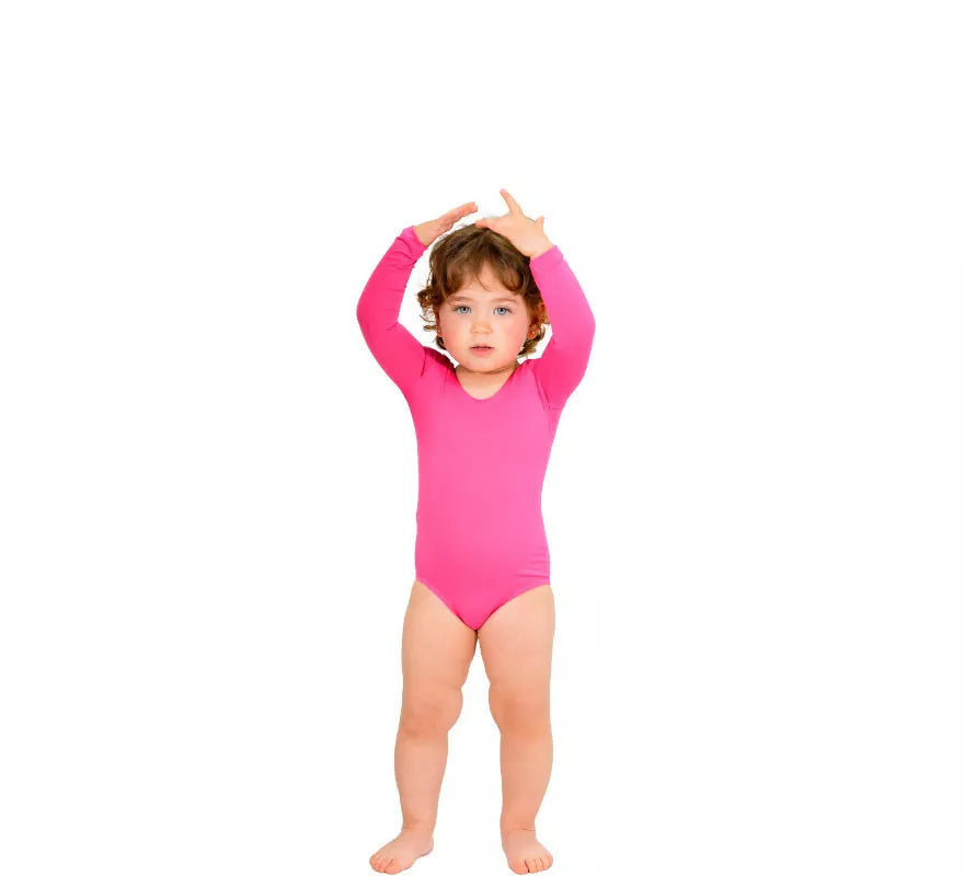 Translation missing: fr.Body o Maillot fucsia manga larga para niña