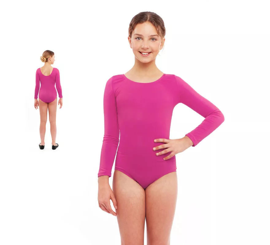 Translation missing: fr.Body o Maillot fucsia manga larga para niña