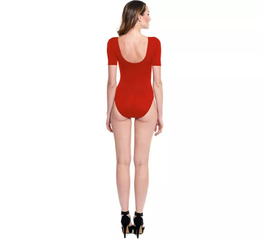 Translation missing: fr.Body o Maillot manga corta rojo para mujer