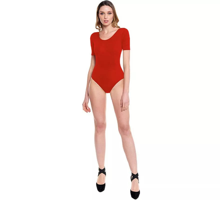 Translation missing: fr.Body o Maillot manga corta rojo para mujer
