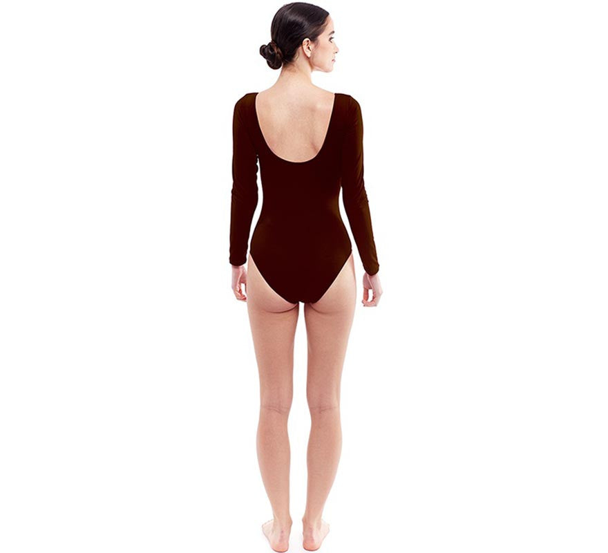 Translation missing: fr.Body o Maillot marrón oscuro manga larga para mujer