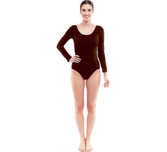 Body ou maillot à manches longues marron foncé pour femme