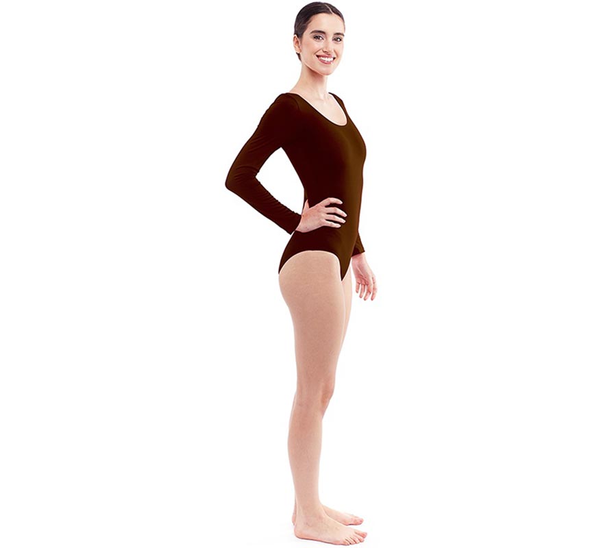 Translation missing: fr.Body o Maillot marrón oscuro manga larga para mujer