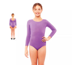 Body ou maillot violet à manches longues pour fille