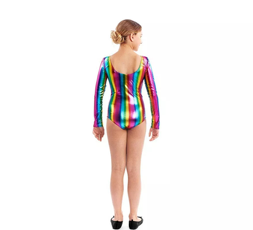 Translation missing: fr.Body o Maillot multicolor metal manga larga para niña