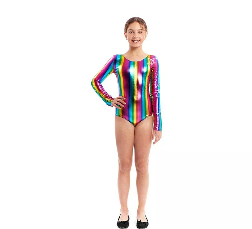 Translation missing: fr.Body o Maillot multicolor metal manga larga para niña