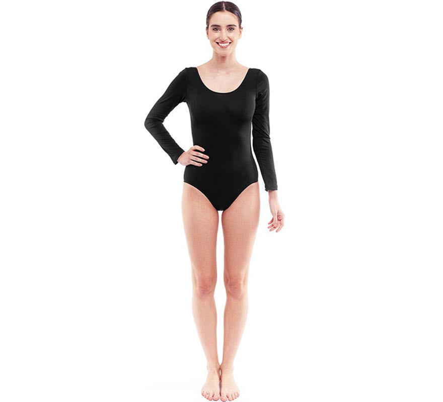 Body o Maillot negro manga larga para mujer